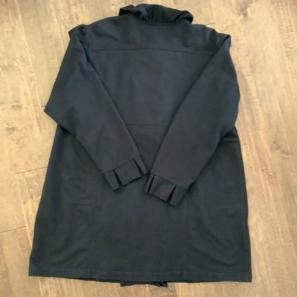 Dressbarn Black Coat Featuring Decorative Ruffle on Covered Buttons, Size 22/24 - Picture 5 of 8